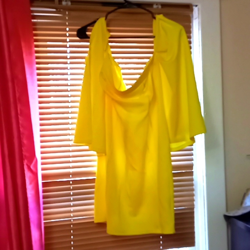 Yellow off shoulder dress